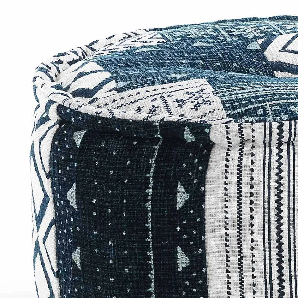 Pouf rotund de design etnic în material patchwork sau catifea - fibră Viadurini