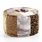 Pouf rotund de design etnic în material patchwork sau catifea - fibră Viadurini