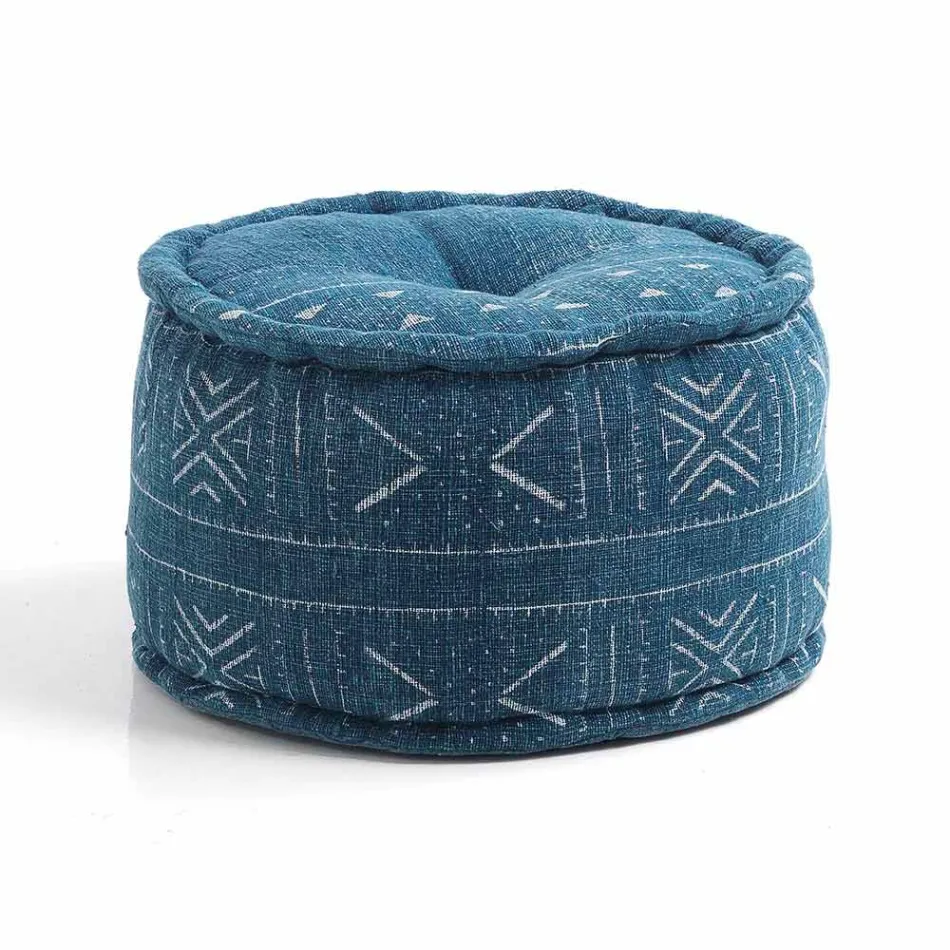 Pouf rotund de design etnic în material patchwork sau catifea - fibră Viadurini