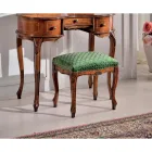 Pouf în stil clasic din lemn de nuc și țesătură Made in Italy - Lux Viadurini