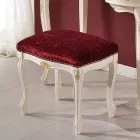 Pouf în stil clasic din lemn de nuc și țesătură Made in Italy - Lux Viadurini