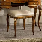 Puf în stil clasic din lemn îmbrăcat în țesătură Made in Italy - Cambrige Viadurini