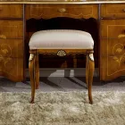 Puf în stil clasic din lemn îmbrăcat în țesătură Made in Italy - Cambrige Viadurini