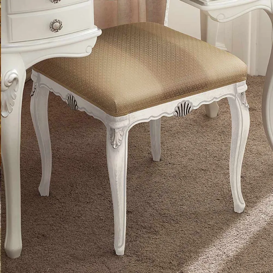 Puf în stil clasic din lemn îmbrăcat în țesătură Made in Italy - Cambrige Viadurini