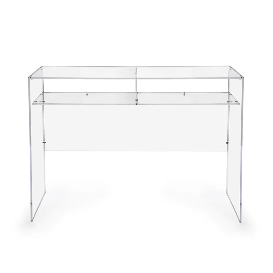 Birou practic independent din plexiglas transparent, fabricat în Italia - Ghea Viadurini
