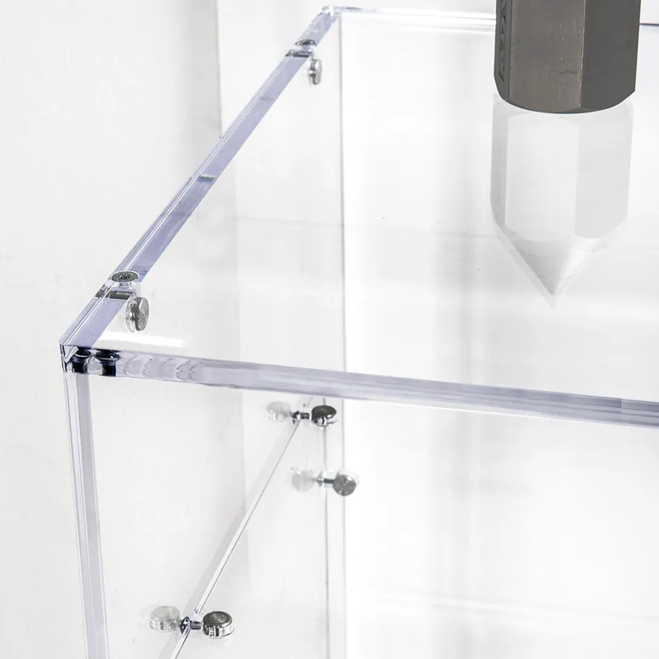 Birou practic independent din plexiglas transparent, fabricat în Italia - Ghea Viadurini