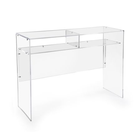 Birou practic independent din plexiglas transparent, fabricat în Italia - Ghea Viadurini