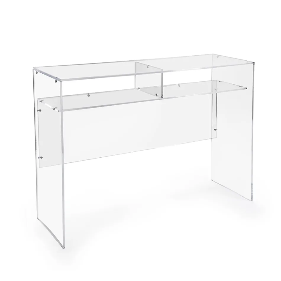 Birou practic independent din plexiglas transparent, fabricat în Italia - Ghea Viadurini