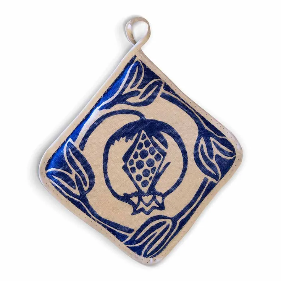 Potholders of Art Italian în lenjerie pură cu imprimeu de mână piesă unică - mărci Viadurini