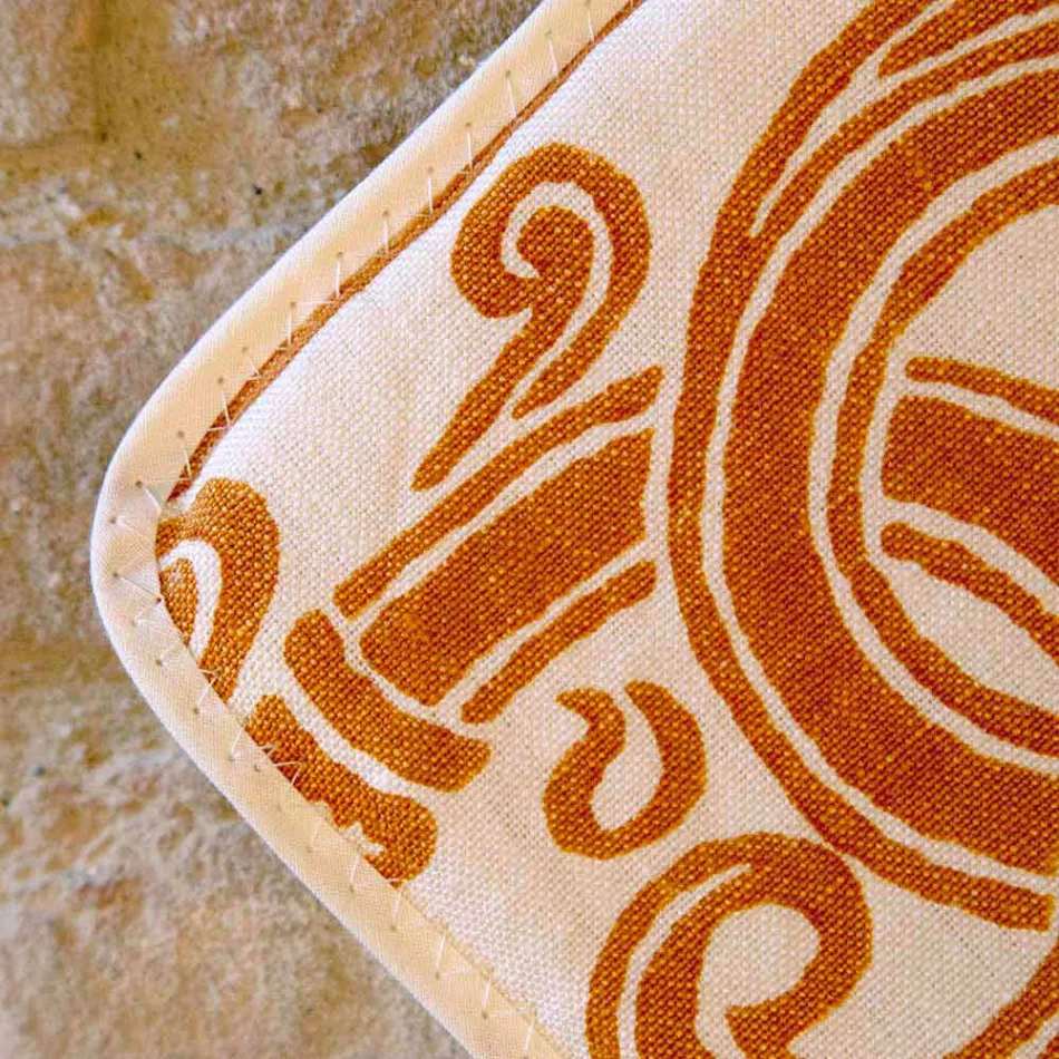 Potholders of Art Italian în lenjerie pură cu imprimeu de mână piesă unică - mărci Viadurini