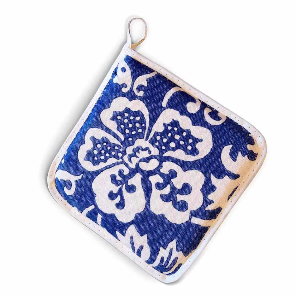 Potholders of Art Italian în lenjerie pură cu imprimeu de mână piesă unică - mărci Viadurini