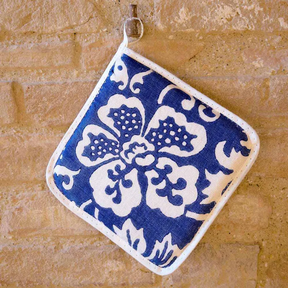 Potholders of Art Italian în lenjerie pură cu imprimeu de mână piesă unică - mărci Viadurini