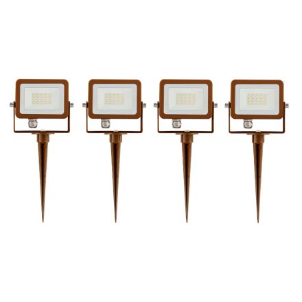 Proiector cu reflectoare LED pentru exterior din aluminiu Corten 4 piese - Albastru deschis Viadurini