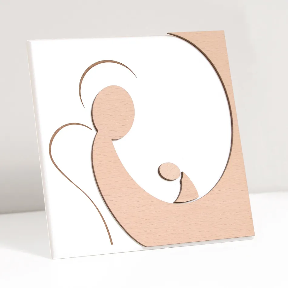 Poză mică înfățișând Îngerul Mamei Gravată Laser Made in Italy - Augustina Viadurini