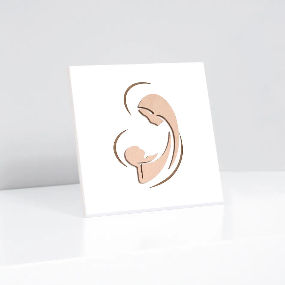 Imagine gravată cu laser cu Maria și Pruncul Isus, realizată în Italia - Nigella Viadurini