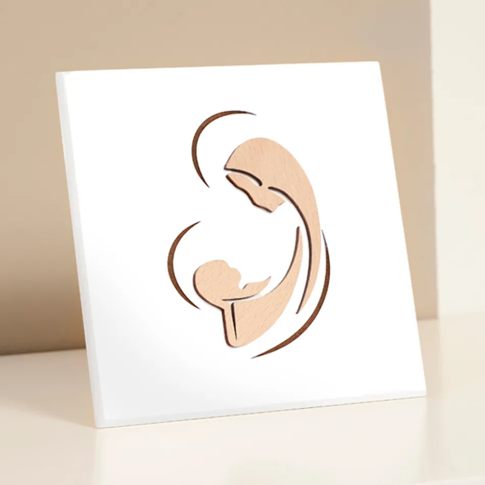 Imagine gravată cu laser cu Maria și Pruncul Isus, realizată în Italia - Nigella Viadurini