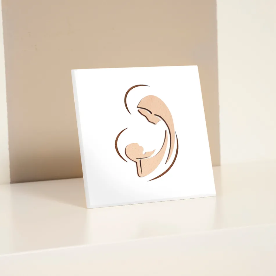 Imagine gravată cu laser cu Maria și Pruncul Isus, realizată în Italia - Nigella Viadurini