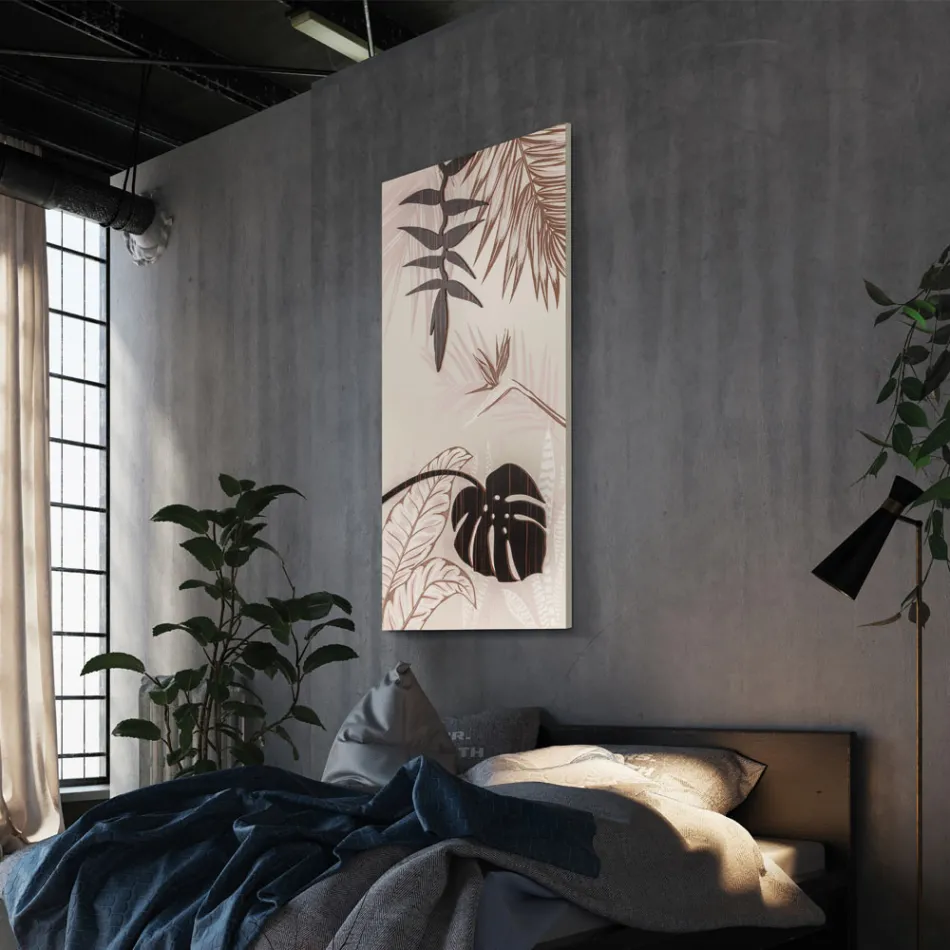 Pictură cu Motiv Tropical Realizat cu Laser Made in Italy - Saeko Viadurini