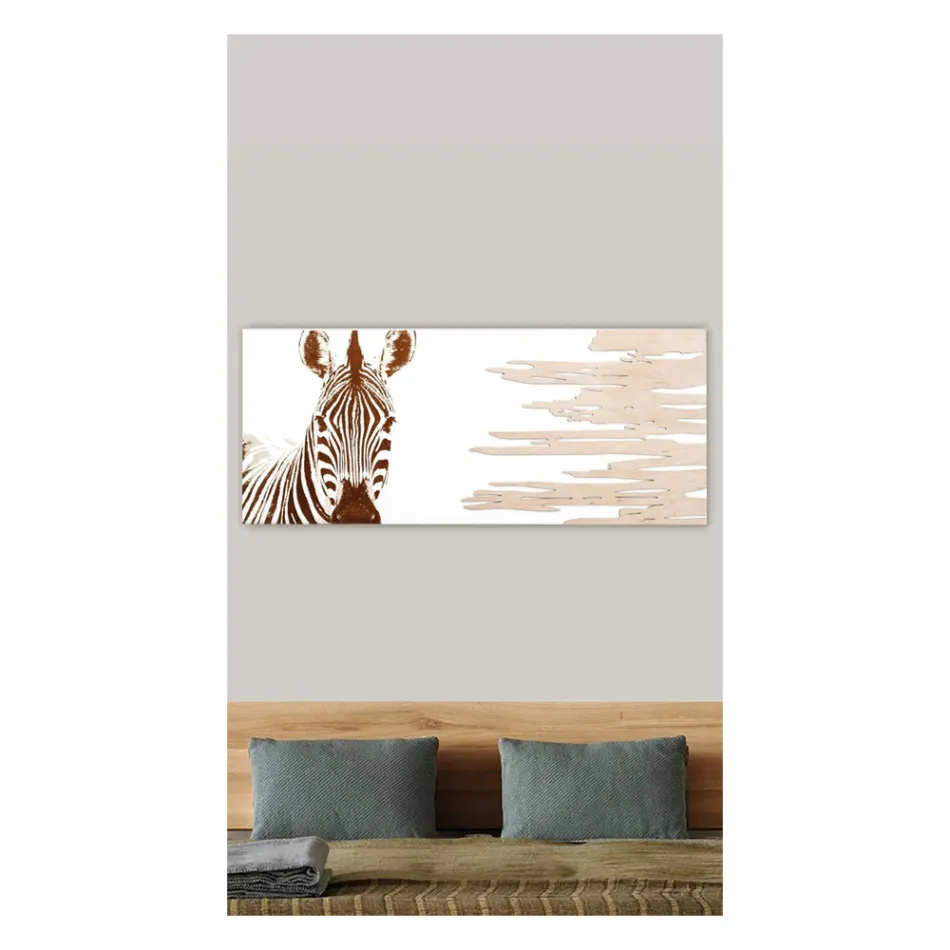 Pictură cu Zebră Realizată cu Laser Made in Italy - Yuuka Viadurini