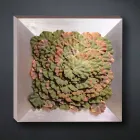 Tablou modern de perete din metal și flori artificiale Made in Italy - Gonio Viadurini