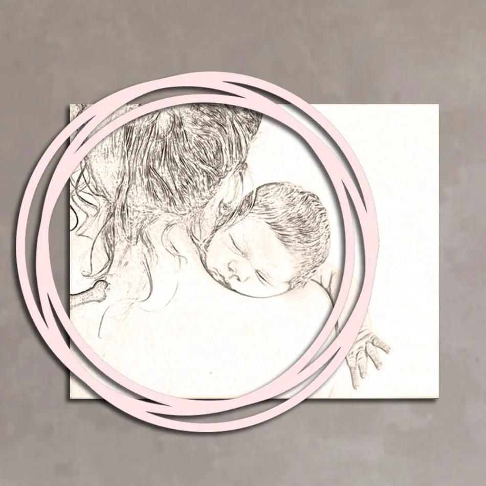 Poză din lemn cu imprimeu cu femeie cu copil Made in Italy - Taiwan Viadurini