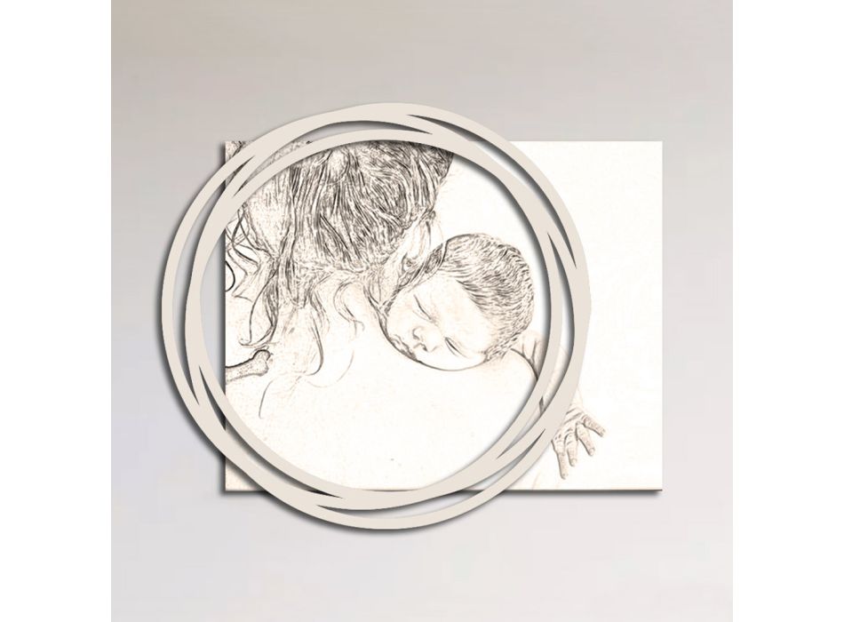 Poză din lemn cu imprimeu cu femeie cu copil Made in Italy - Taiwan Viadurini