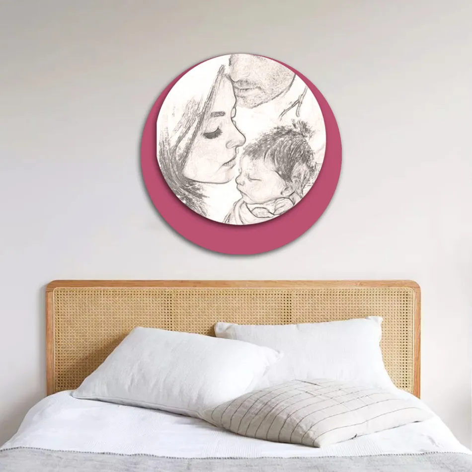 Poza din lemn cu imprimeu a unei familii unite Made in Italy - Canada Viadurini