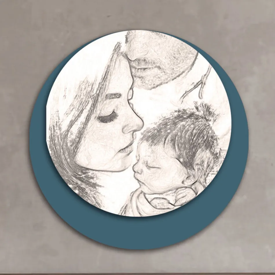 Poza din lemn cu imprimeu a unei familii unite Made in Italy - Canada Viadurini