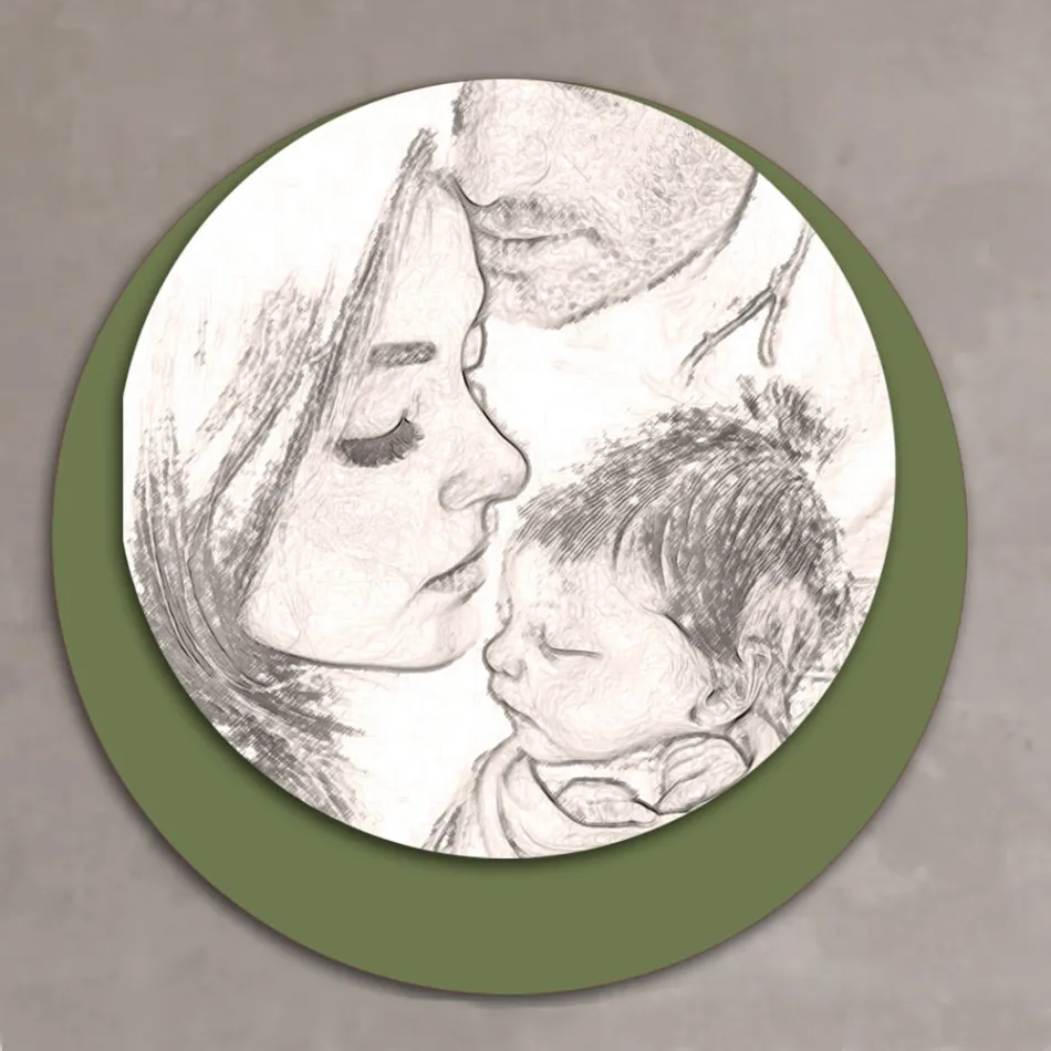 Poza din lemn cu imprimeu a unei familii unite Made in Italy - Canada Viadurini