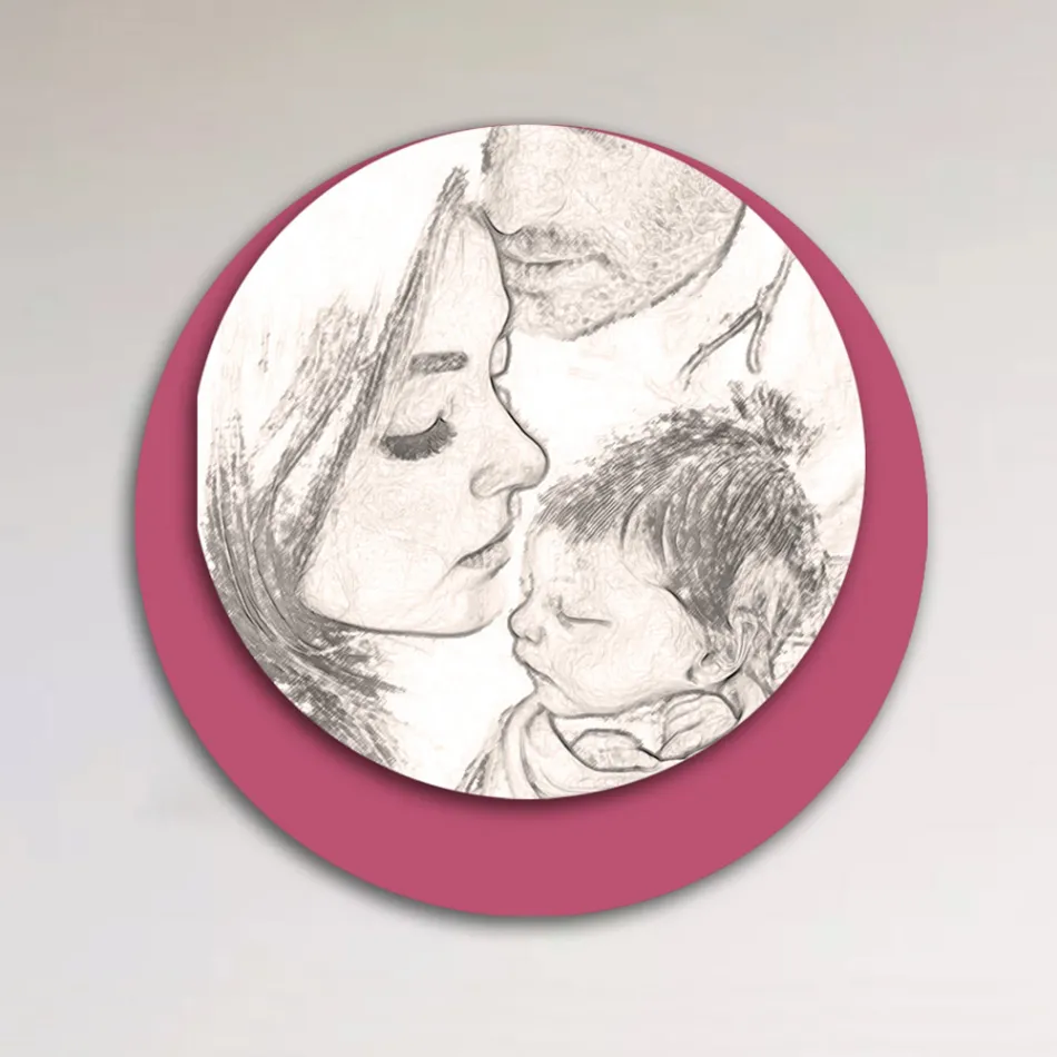 Poza din lemn cu imprimeu a unei familii unite Made in Italy - Canada Viadurini