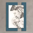 Poză din lemn cu imprimeu cu un bărbat cu copil, realizată în Italia - Kosovo Viadurini