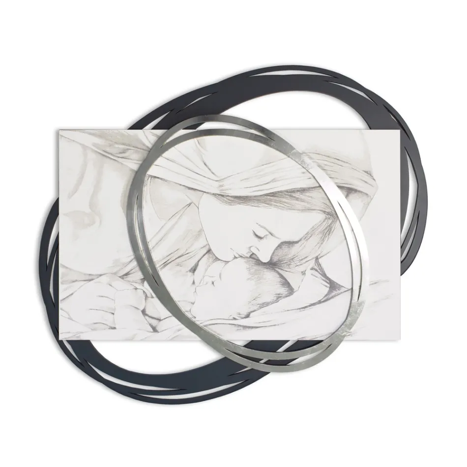 Imagine gravată cu laser cu sărutul Mariei către Isus, realizată în Italia - Sylvie Viadurini