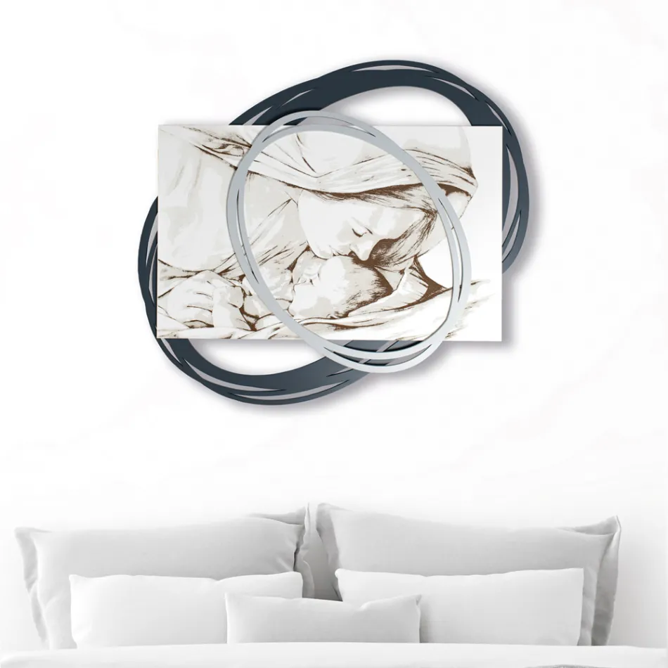 Imagine gravată cu laser cu sărutul Mariei către Isus, realizată în Italia - Sylvie Viadurini