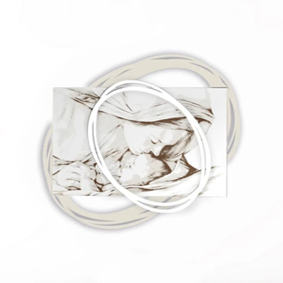 Imagine gravată cu laser cu sărutul Mariei către Isus, realizată în Italia - Sylvie Viadurini