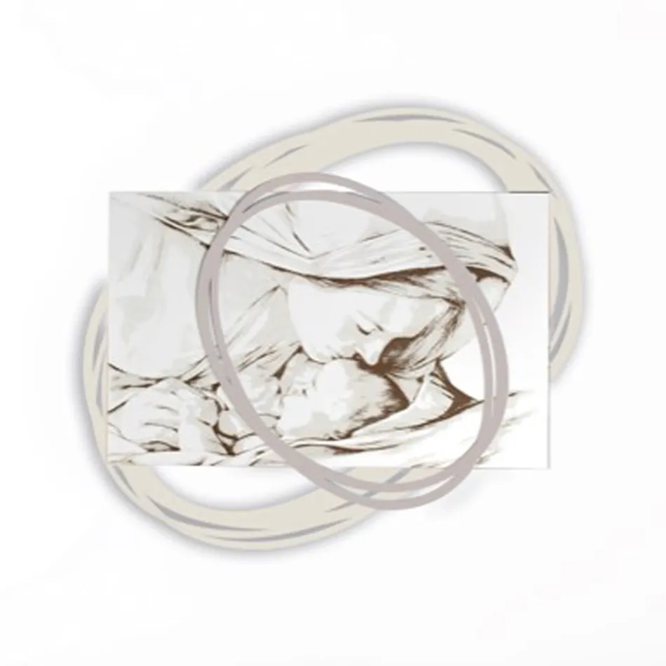 Imagine gravată cu laser cu sărutul Mariei către Isus, realizată în Italia - Sylvie Viadurini