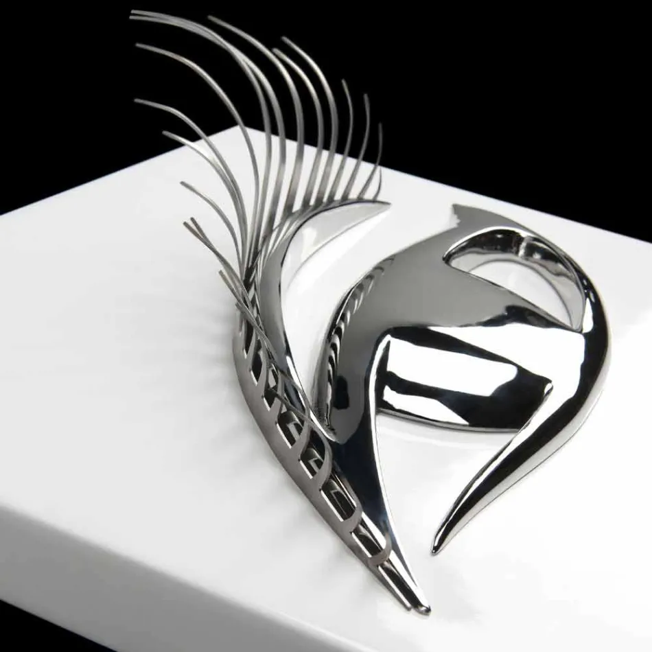 Cadră artizanală modernă din lemn, oțel și rășină Made in Italy - Eye Viadurini