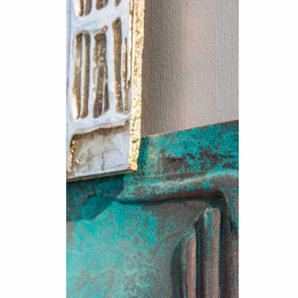 Pictura moderna cu panza gri-porumbel si opt elemente de Andrew Viadurini