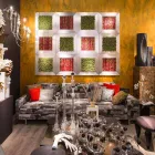 Tablou modern de perete din metal și flori artificiale Made in Italy - Trimo Viadurini