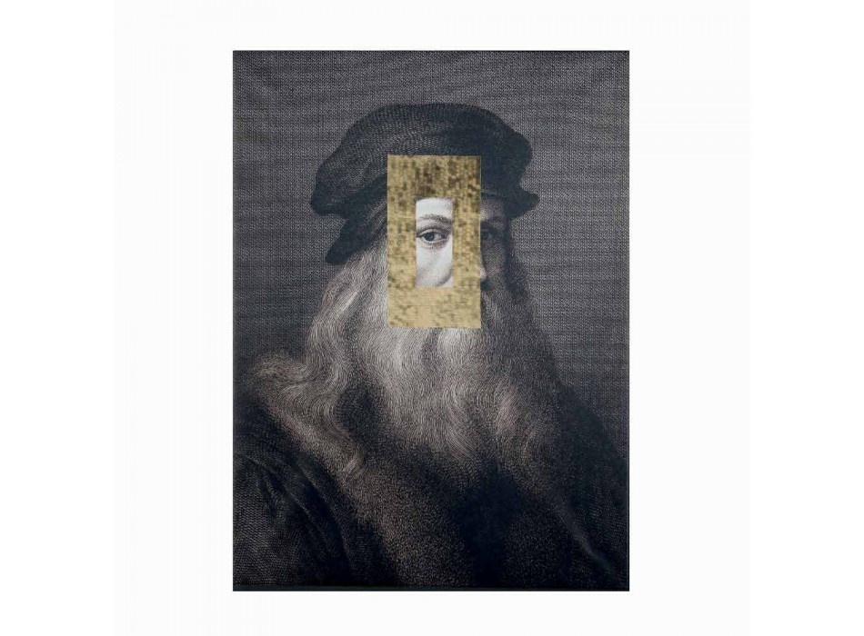 Imagine modernă pe pânză imprimată cu decor de frunze de aur Made in Italy - Vinci Viadurini