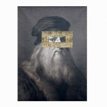 Imagine de perete din pânză imprimată cu detaliu frunze de aur Made in Italy - Vinci Viadurini