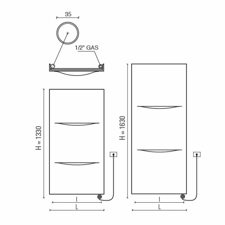 Radiator electric vertical în design modern din oțel de până la 1000 W - tăiat Viadurini