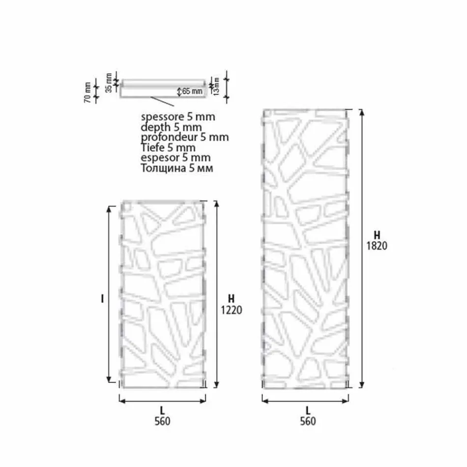Radiator hidraulic cu design vertical de până la 903 W - Flora Viadurini
