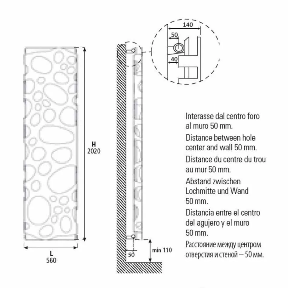 Radiator modern cu design vertical hidraulic de până la 903 W - Scuba Viadurini