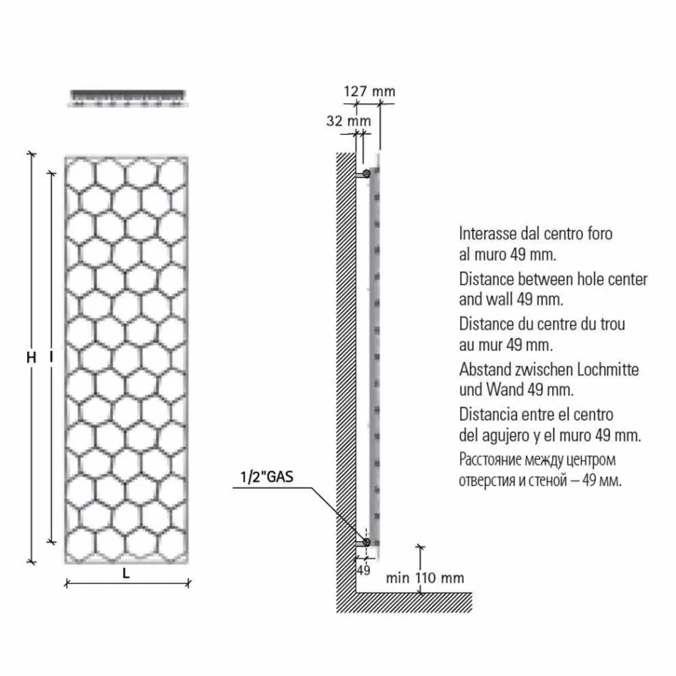 Radiator de design modern în oțel Design vertical 834 wați - miere Viadurini