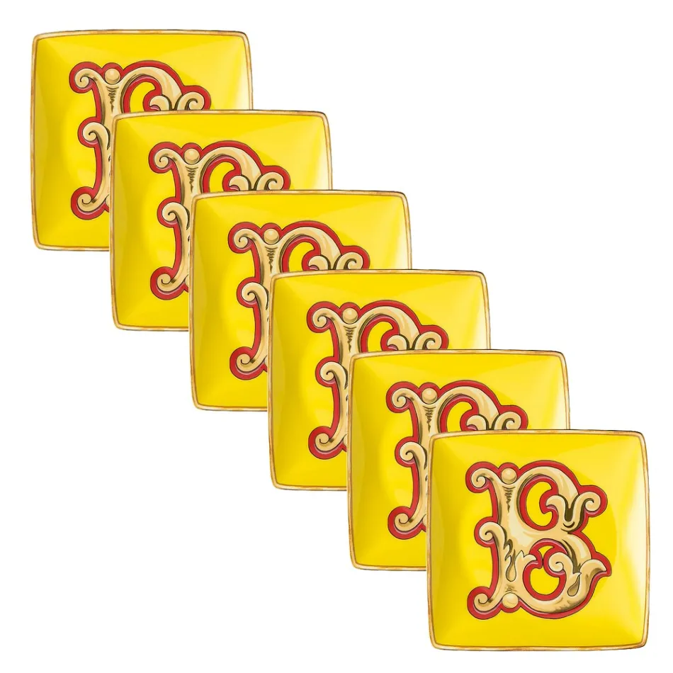 Rosenthal Versace Alphabet 6 boluri pătrate plate din porțelan - alfabet Viadurini