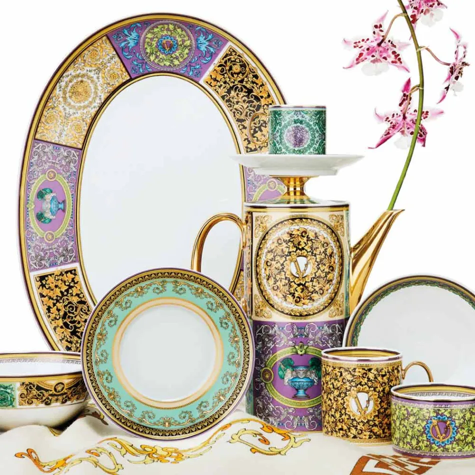 Rosenthal Versace Barocco Mosaic 4 farfurii Diametru 17 cm - Mozaic Viadurini