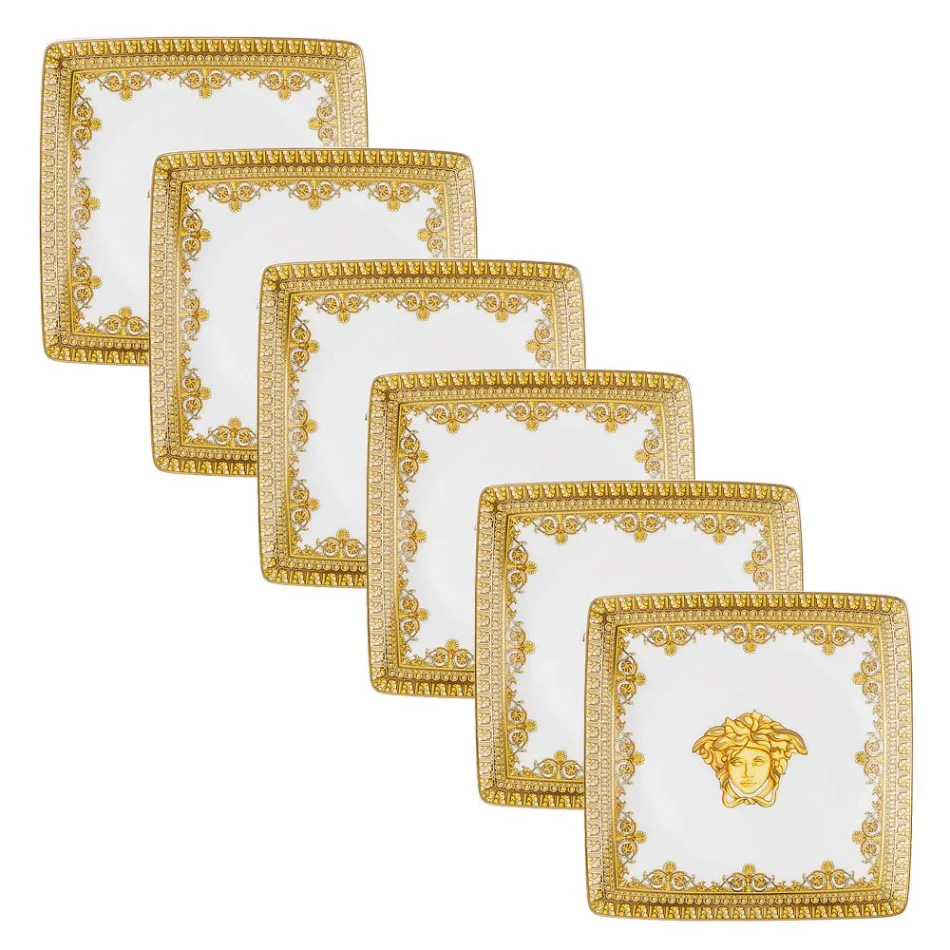 Rosenthal Versace I Love Baroque 6 boluri pătrate plate din porțelan - baroc Viadurini