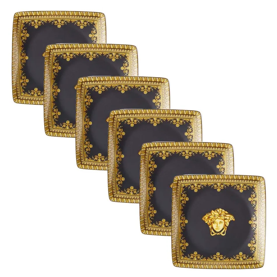 Rosenthal Versace I Love Baroque 6 boluri pătrate plate din porțelan - baroc Viadurini