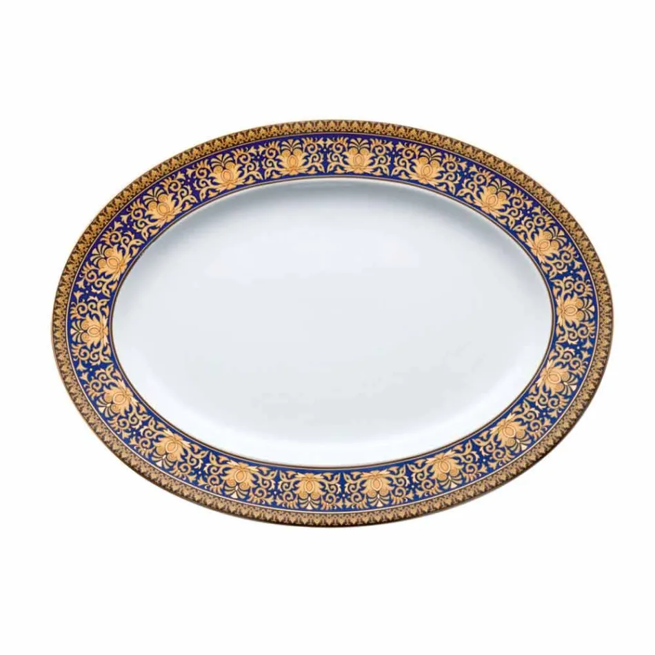 Rosenthal Versace Medusa oval albastru fel de mâncare de design porțelan Viadurini