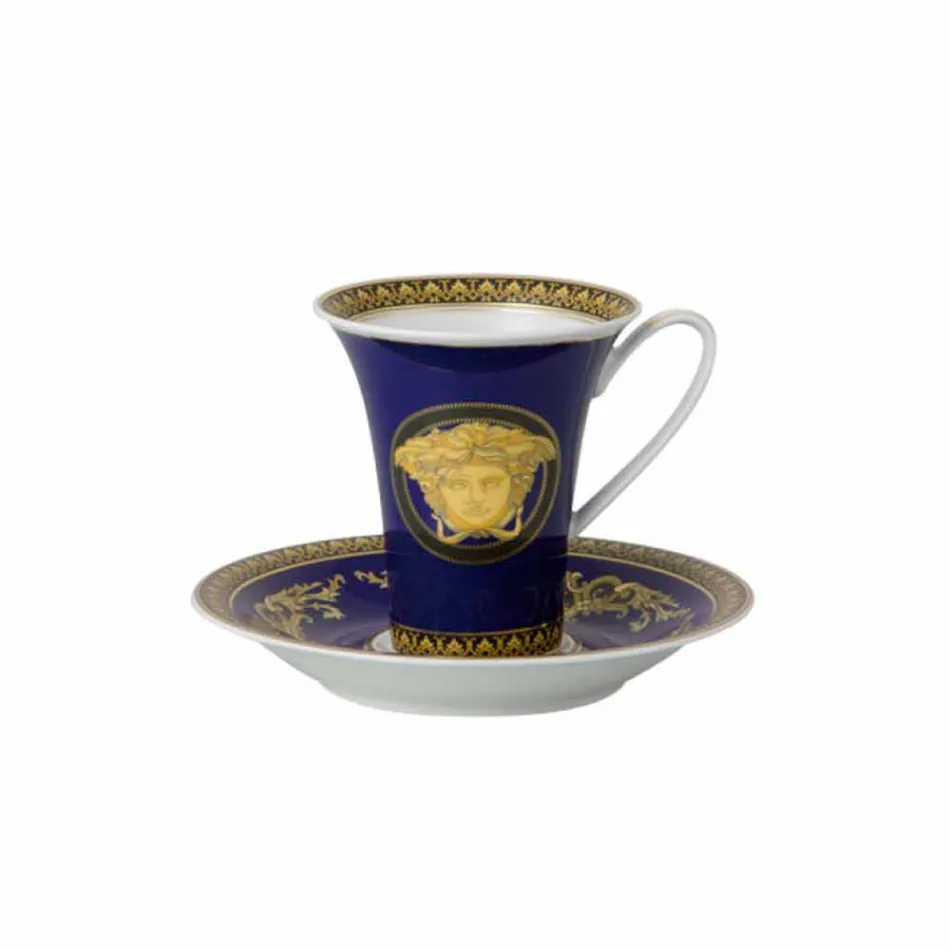 Rosenthal Versace Medusa albastru Cupa de mare porțelan de design de cafea Viadurini
